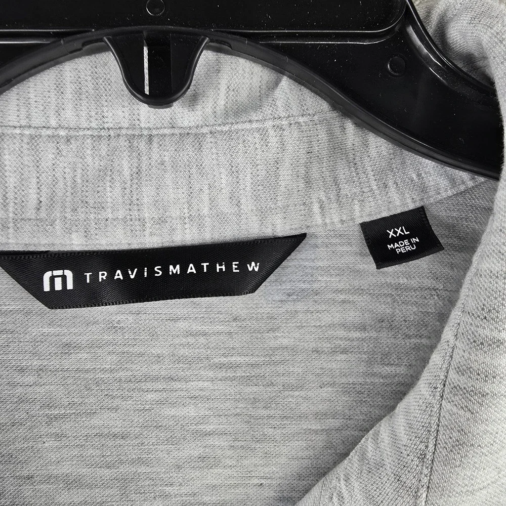 Travis mathew Polo‎ Shirt Mens 2XL Gray Vacation Skull Drinks Soft